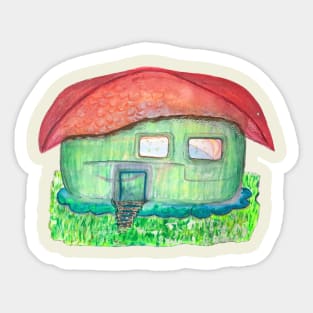 green fantasy cabin Sticker